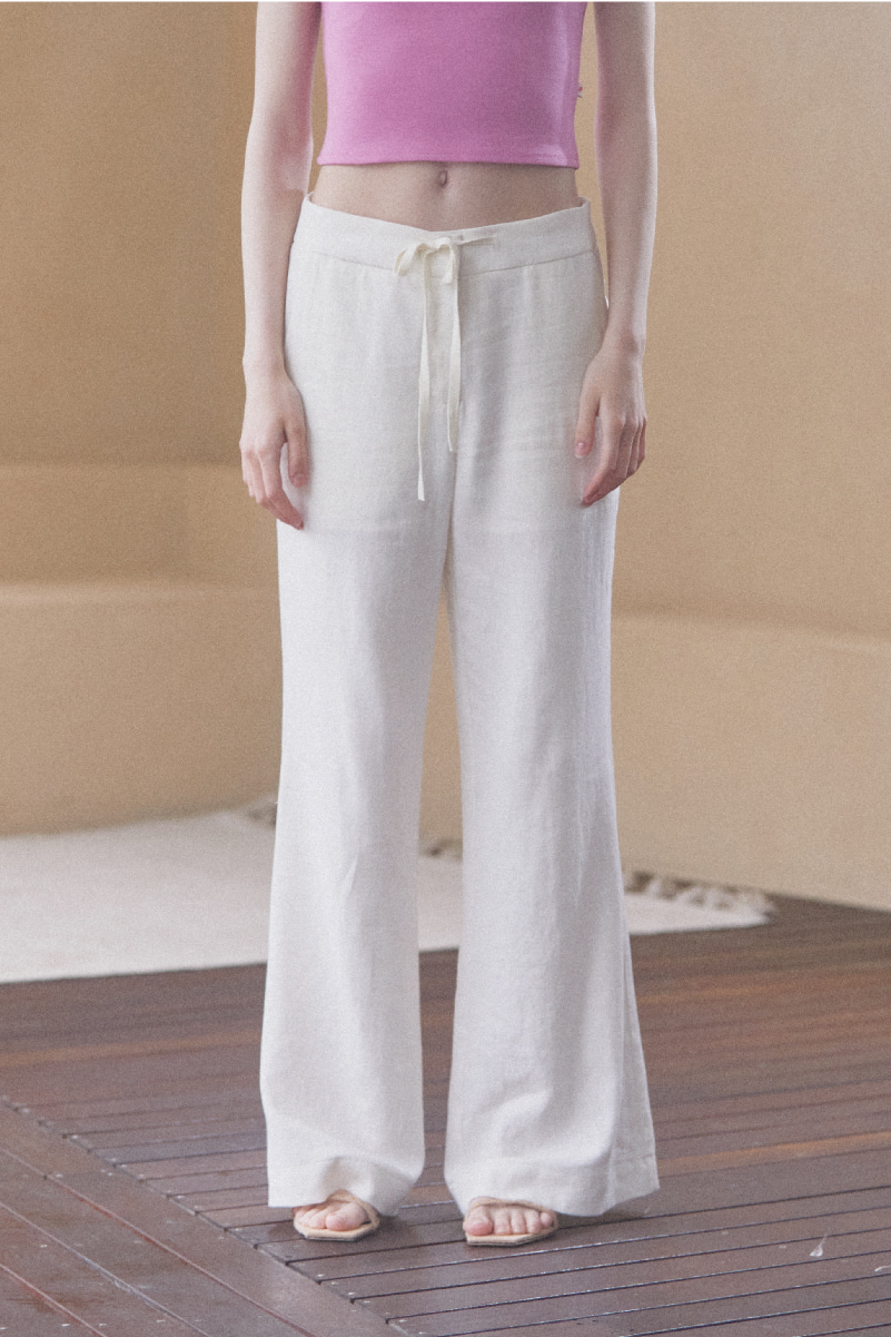 Linen wide pants _cream