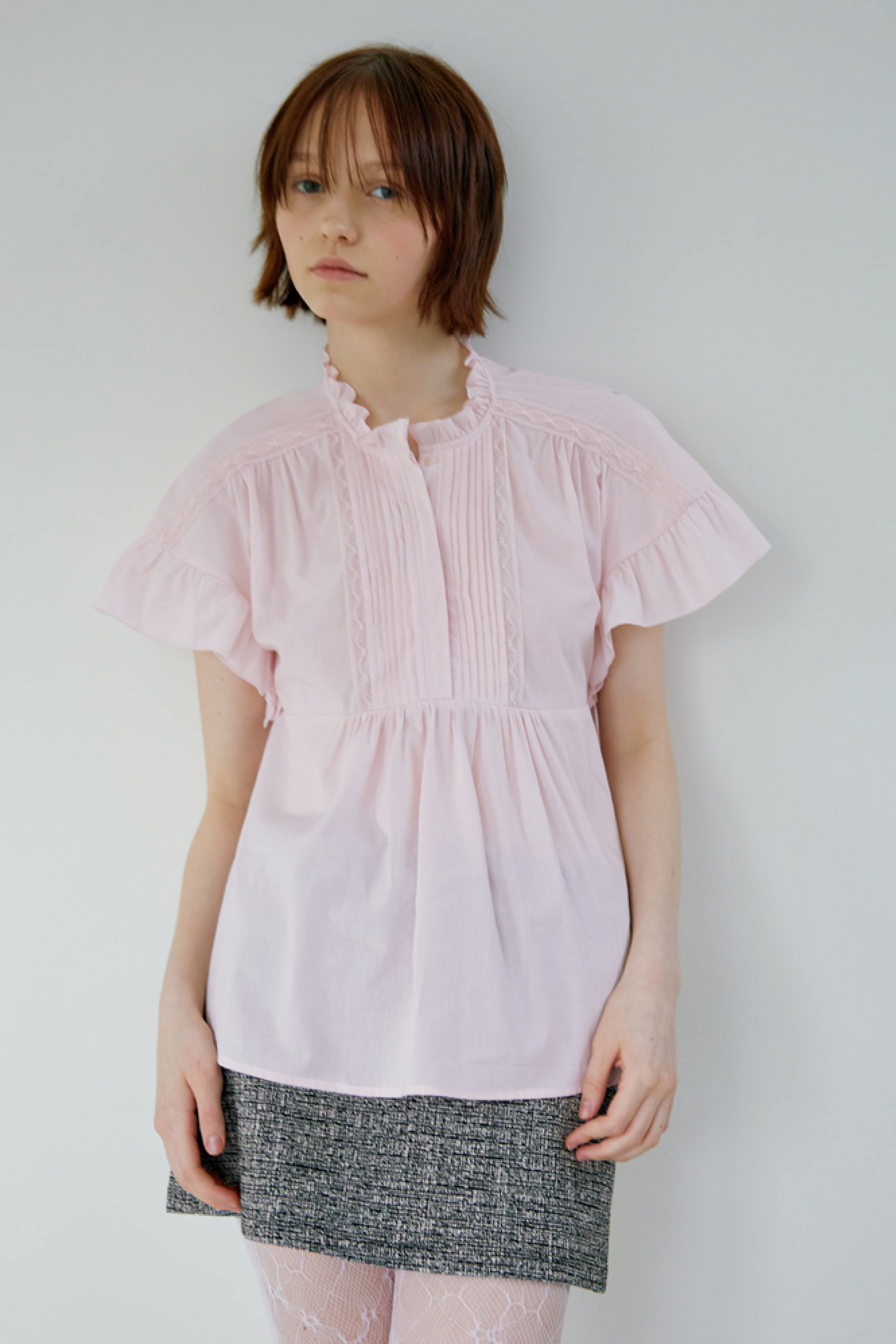 Angel Pintuck Blouse _ Barely Pink